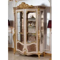 Casa Padrino Luxus Barock Vitrine Weiß / Braun /