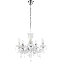 GLOBO Kronleuchter weiß Wohnzimmerlampe klassisch Deckenleuchte 5-flammig, Designlampe Acryl