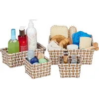 Relaxdays Aufbewahrungskorb 4er Set geflochten 24 x 24 x