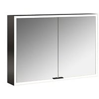 EMCO prime Aufputz-Lichtspiegelschrank 949713583 1000x700mm, 2-türig, schwarz/spiegel