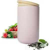 Sendez Vorratsdose Rosa aus Porzellan mit Holzdeckel Vorratsbehälter Dose