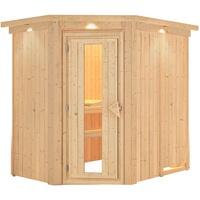 Karibu Energiespar-Sauna Caspin mit Eckeinstieg 68 mm Ohne Ofen