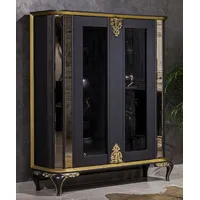 Casa Padrino Luxus Barock Vitrine Schwarz / Gold -