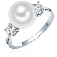 Lulu & Jane Perlen-Ring Messing Zirkonia Muschelkernperle in silber