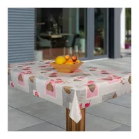 Laro Wachstuch-Tischdecke Wachstischdecke Tischwäsche Abwaschbar Wachstuchdecke, Muster:Herz rosa braun