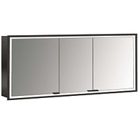 EMCO prime Unterputz-Lichtspiegelschrank 949713596 1600x730mm, 3-türig, schwarz/spiegel