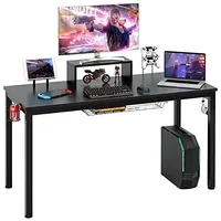 Costway 140cm PC-Tisch mit Getränkehalter, Groß Gamer Schreibtisch, Gaming