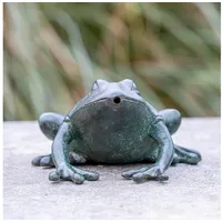 Idyl Bronze-Skulptur Frosch wasserspeiend |8x7x7 cm |Bronze-Frosch-Figur handgefertigt |