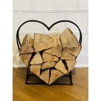 Dekoleidenschaft Kaminholz Regal "Herz" aus Metall, schwarz, Holzständer, Holzlager