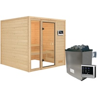 Karibu Woodfeeling Sauna Jutta - 38 mm Bronzierte Ganzglastür