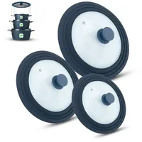 M.S.N 3er Set Universal Glasdeckel, 3-teilig, Töpfe und Pfannen