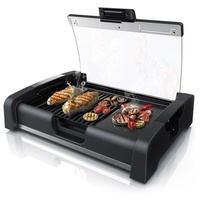 Arendo Gourmet Tischgrill mit Glasabdeckung Elektrogrill 1650W