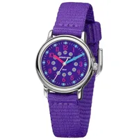 JACQUES FAREL Kinder-Armbanduhr Lernuhr Mädchen Analog Quarz mit Textilband