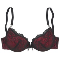 JETTE Push-up-BH Damen dunkelrot-schwarz Gr.85A