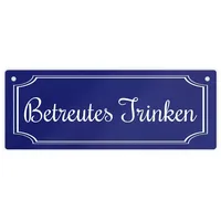 Speecheese Lustiges Straßenschild Betreutes Trinken für Zuhause 75x20 mm