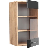 Vicco Küchenglasschrank Fame-Line Anthrazit Hochglanz/Goldkraft Eiche 40 cm