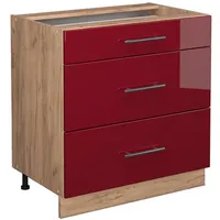 Vicco Küchenunterschrank Fame-Line Bordeaux Rot 80 cm modern Hochglanz