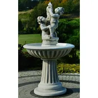 Casa Padrino Jugendstil Springbrunnen Kinder mit Fisch Grau Ø