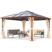 TOOLPORT Gartenpavillon 4 x 4 m inkl. Seitenteile champagner