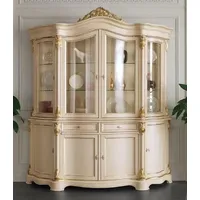 Casa Padrino Luxus Barock Vitrinenschrank Cremefarben / Gold -