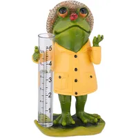 Relaxdays Regenmesser Frosch, wetterbeständig, analoger Regenanzeiger, H x B