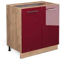 Vicco Spülenunterschrank Fame-Line Bordeaux Hochglanz/Goldkraft Eiche 80 cm mit
