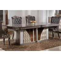 Casa Padrino Luxus Barock Esstisch Grau / Dunkelbraun /