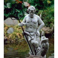 Casa Padrino Jugendstil Wasserspeier Skulptur Neptun mit Fisch Grau