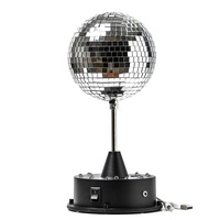 Satisfire LED Spiegelkugel 13cm mit Standfuß bunte LED Batterie