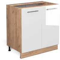Vicco Spülenunterschrank Fame-Line Weiß Hochglanz/Goldkraft Eiche 80 cm mit