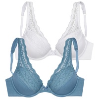 PETITE FLEUR Push-up-BH Damen blau+weiß Gr.75A