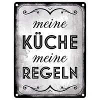 Speecheese Meine Küche meine Regeln Retro Metallschild in 15x20