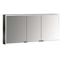 EMCO prime Aufputz-Lichtspiegelschrank 949713587 1400x700mm, 3-türig, schwarz/spiegel