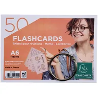 Exacompta 19x 50 Flashcards einem Ring eingeschweißt, liniert A6