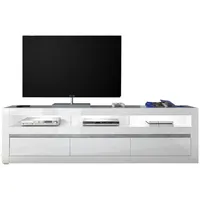 Furn.design TV-Lowboard Nobile Hochglanz weiß und Stone Design grau