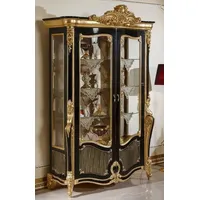Casa Padrino Luxus Barock Vitrine Schwarz / Gold -