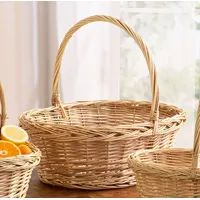 Dekoleidenschaft Bügelkorb "Naturweiß" aus Weide, groß, Geschenkkorb, Pilzkorb, Präsentkorb