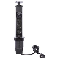 Perel Mehrfachsteckdose 3-Fach Schwarz/Grau 2 St.