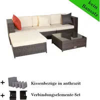 LinJa Poly Rattan Gartenmöbel Barcelona mix-braun Garten Möbel Set