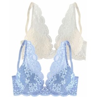 PETITE FLEUR Push-up-BH Damen himmelblau+creme Gr.80A