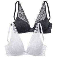 PETITE FLEUR Push-up-BH Damen schwarz+weiß Gr.75D