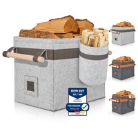 Oakage OAKAGE® Holzkorb für Kaminholz Groß mit Zündholzkorb [Integrierter