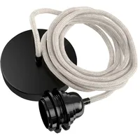 Hoopzi Pendelleuchte Beige, Schwarz, Naturmaterialien, Vintage, 1x250x250 cm, Dekra,
