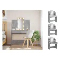 VidaXL Schminktisch mit LED-Leuchten Betongrau 96x40x142 cm