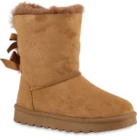 VAN HILL Damen Warm Gefütterte Winter Boots Stiefeletten Kunstfell