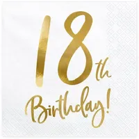 Partydeco 18. Geburtstag 20 Servietten gold 20Stk./33x33cm |