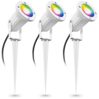 Linovum 3er Pack CARI Garten Strahler weiß LED mit