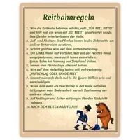 Speecheese Reitbahnregeln Metallschild XXL in 28x38 cm Regeln für