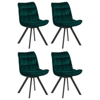 Home4You Polsterstühle 4er Set, Grün - Samtbezug - Metallgestell