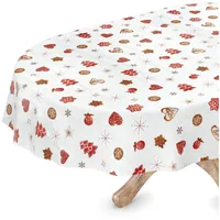 ANRO Tischdecke abwaschbar Weihnachten Wachstuchtischdecke Oval 140 x 160cm